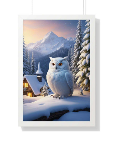 Sustainable Winter Owl Framed Wall Art: Elegant Eco-Friendly Decor for Your Home