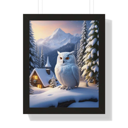 Sustainable Winter Owl Framed Wall Art: Elegant Eco-Friendly Decor for Your Home