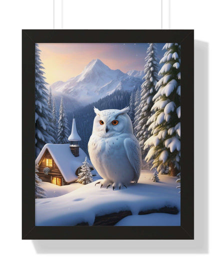 Sustainable Winter Owl Framed Wall Art: Elegant Eco-Friendly Decor for Your Home