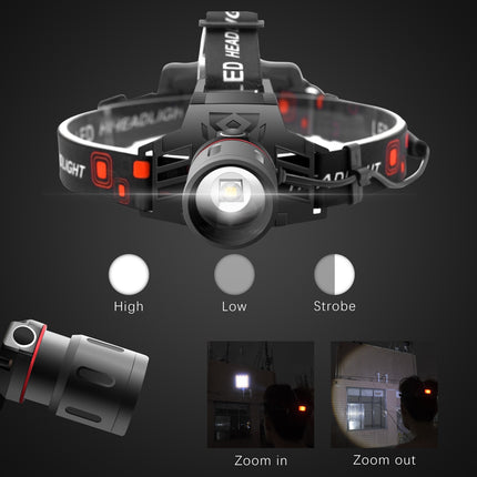 T6 XML LED Headlamp Zoomable 800lm Rechargeable Red Green White
