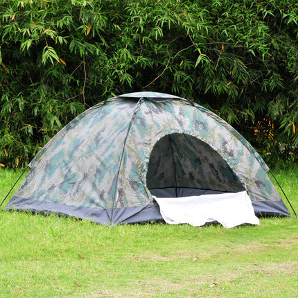 Double Camouflage Camping Tent With Steel Ground Nails And Insect Proof Mesh