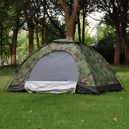 Double Camouflage Camping Tent With Steel Ground Nails And Insect Proof Mesh