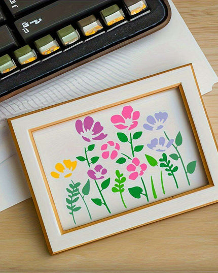 12-Piece Reusable Floral Stencil Set with Cherry Blossom and Vine Patterns