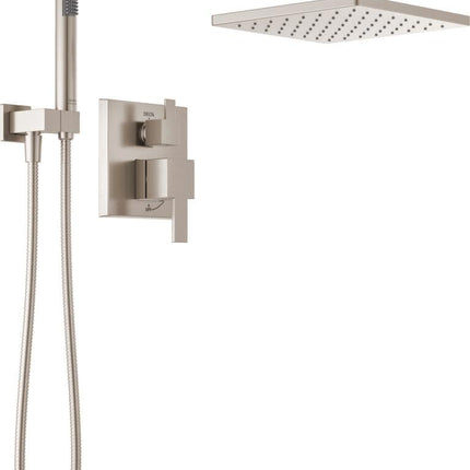Delta Modern 14 Matte Black Rain Shower System – 10" Head & Va