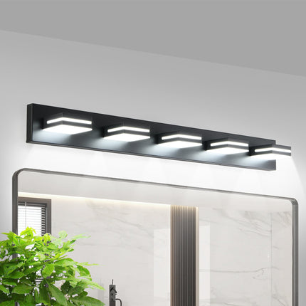 Room and Decor Modern Black LED Vanity Light, 5-Light, Energy Efficien
