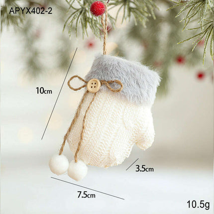 White Plush Fabric Pendant Gloves Sled Creative Christmas Tree Ornaments