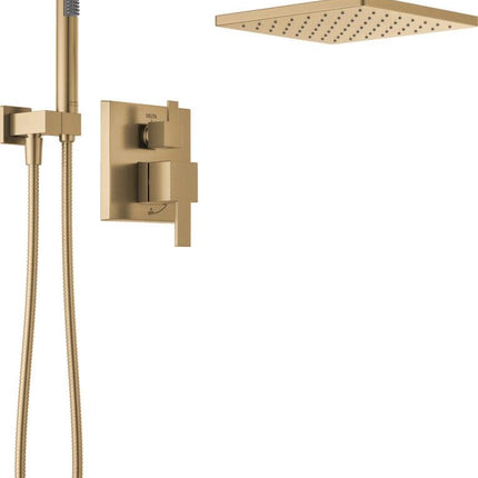Delta Modern 14 Matte Black Rain Shower System – 10" Head & Va