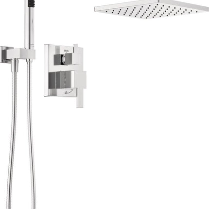 Delta Modern 14 Matte Black Rain Shower System – 10" Head & Va