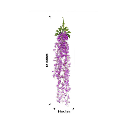AliKopy 42" Lavender Wisteria Flower Garland - 5 Full Strands, Silk