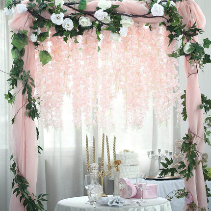 AliKopy 42" Blush Silk Wisteria Flower Garland - 5 Full Strands