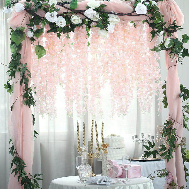 AliKopy 42" Blush Silk Wisteria Flower Garland - 5 Full Strands