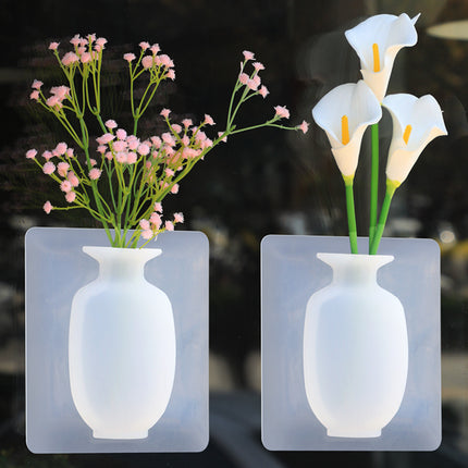 Silicone Wall Hanging Vase Set White Pink Blue 150mm Square