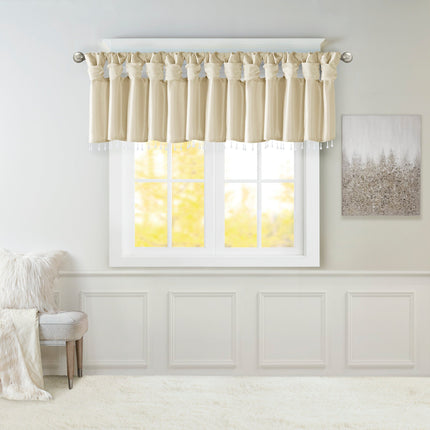 Room and Decor Lightweight Faux Silk Valance with Beads, 50x26