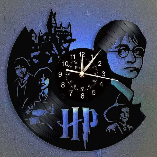 Magical Harry Potter Retro Vinyl Record Wall Clock - Stylish Black Timepiece