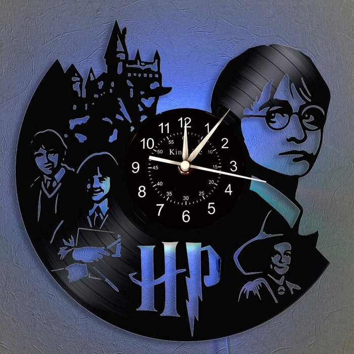 Harry Potter Retro Cartoon Style Vinyl Record Wall Clock - Unique Black Clock