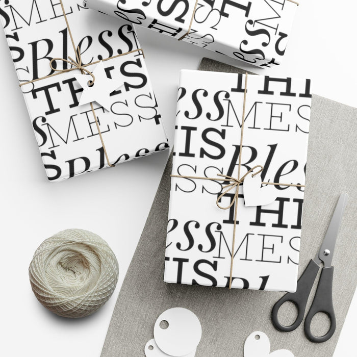 Bless this mess - Fun quote Wrap Paper - Matte & Satin Finishes, USA-Made Printify