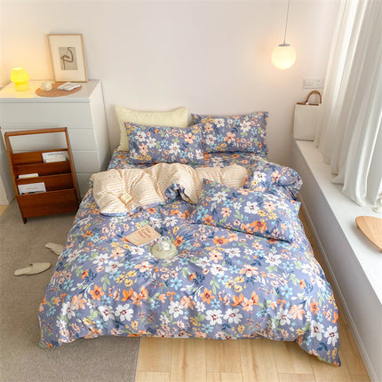 Peekaboo Studio Four-Piece Cotton Bed Sheet Set with Quilt Cover, Soft