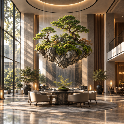 Floating Island Landscape - Hanging Moss Rockery Display