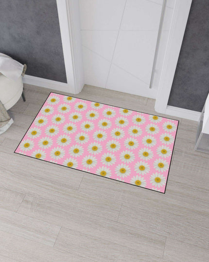 Chic Pink Daisy Non-Slip Welcome Mat - Maison d'Elite Luxe Series