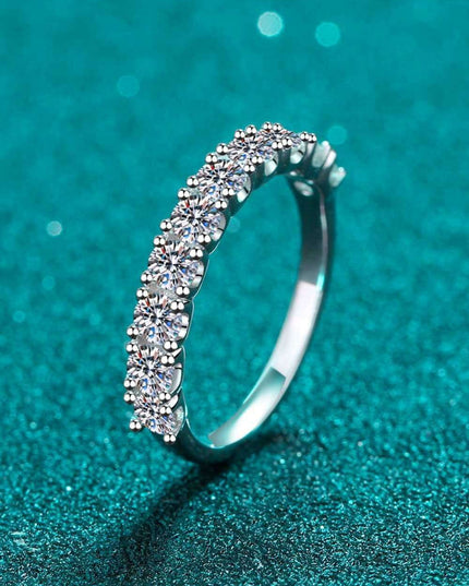 Elegant Moissanite and Rhodium Half-Eternity Band Ring