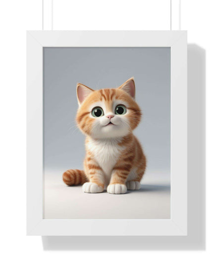 Sustainable Chic Cat Art Framed Print for Eco-Friendly Home Decor