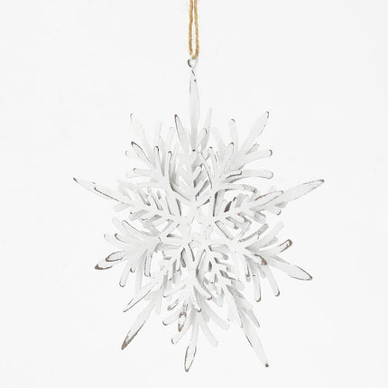 Room & Decor Set of 6 White Iron Snowflake Hanging Christmas Ornaments