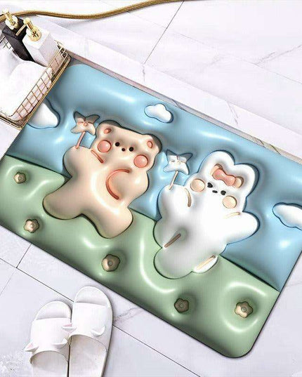 Elegant 3D Floral Design Quick-Dry Bath Mat