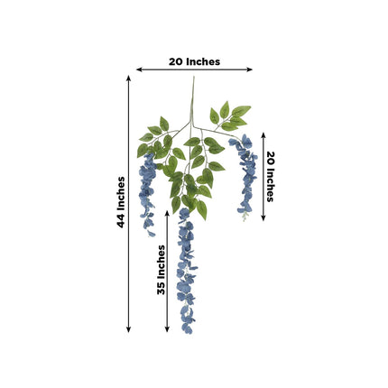 AliKopy 5 Pack 44" Dusty Blue Silk Wisteria Flower Garlands - Full Str