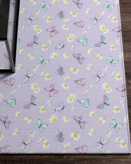 Elegant Poppy Floral Area Rug in Purple - Soft, Non-Slip, Multiple Sizes Available