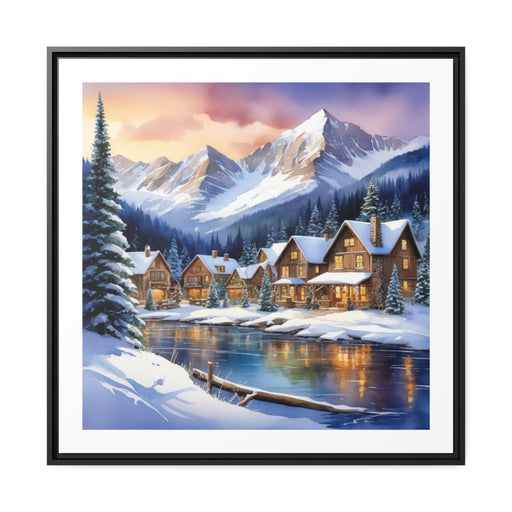 Black Pine Christmas Canvas Print with Elegant Frame by Maison d'Elite
