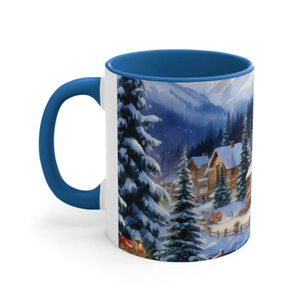 Colorful Holiday Cheer Ceramic Coffee Mug - 11oz Two-Tone Design