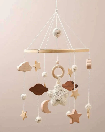 Wooden Musical Baby Rattle Mobile with Crib Bell for Newborns – Infant Hanging Toy Holder for 0-24 Months