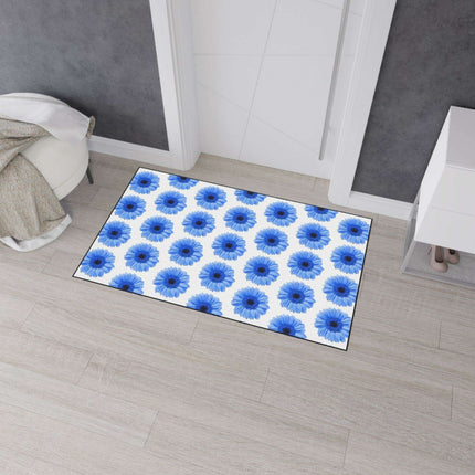 Elegant Blue Daisy Anti-Skid Luxe Area Rug
