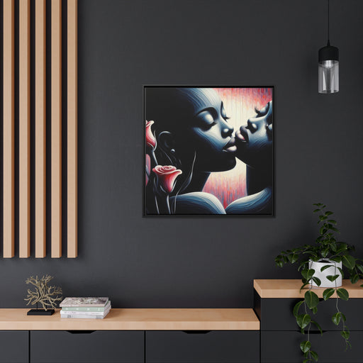 Elegant Valentine Matte Canvas Artwork with Black Pinewood Frame