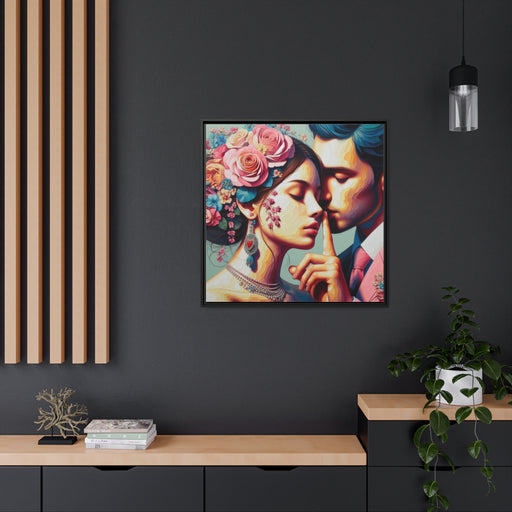 Elegant Love - Sustainable Matte Canvas Print with Black Pinewood Frame