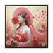 Exquisite Asian Beauty Canvas Art Set with Timeless Black Pinewood Frame