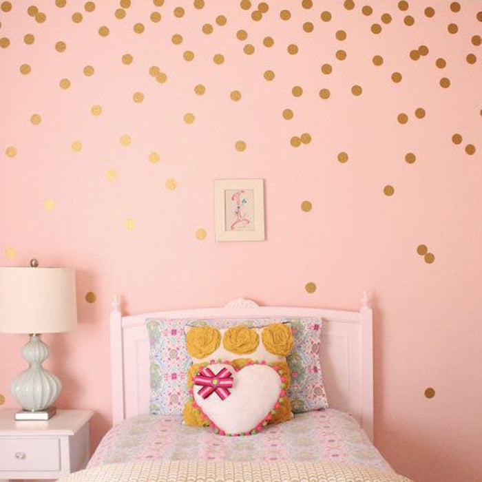 Enchanting Gold Polka Dot Wall Decals Set for Kids' Rooms and Home Decor