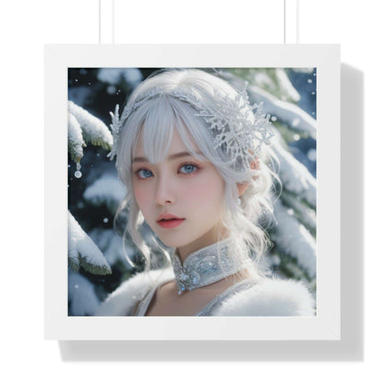 Enchanting Snow White's Winter Gaming Wonderland Vertical Framed Poster - Elite House Home Decor