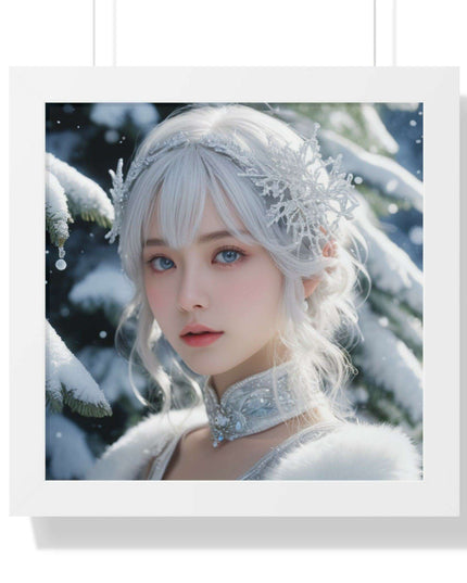 Enchanting Snow White's Winter Gaming Wonderland Vertical Framed Poster - Elite House Home Decor