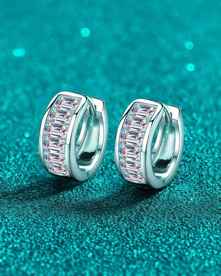 Chic 1.8 Carat Lab-Diamond Silver Huggie Earrings - An Essence of Elegance