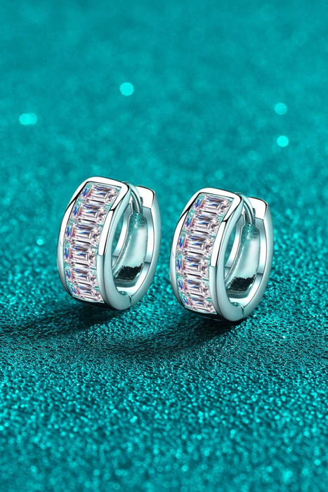 Elegant 1.8 Carat Lab-Diamond Sterling Silver Huggie Earrings - Sophisticated Jewelry Choice