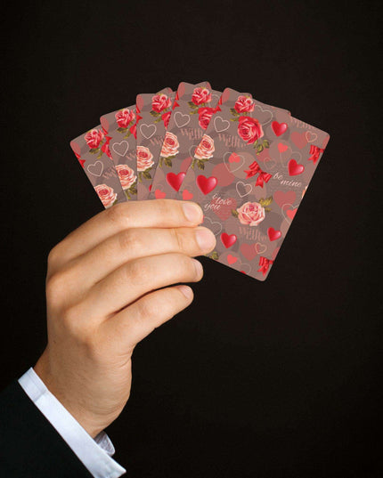 Valentine Red Heart Peekaboo Playing Cards - Enhance Your Game Nights