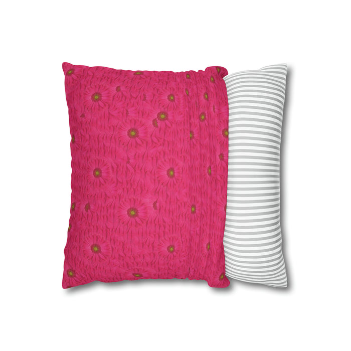 Floral Pink Daisies Decorative Pillow Cover for Spring Home Accent