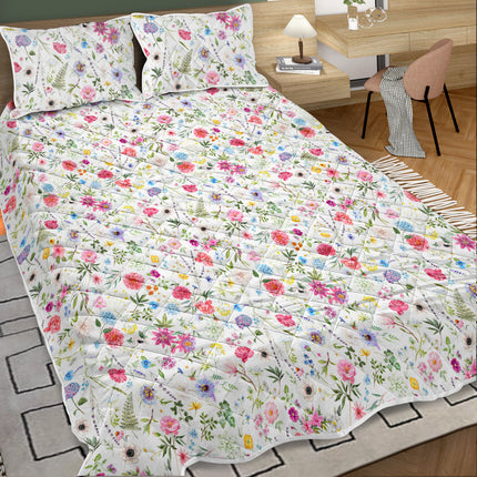 Peekaboo Studio Red Floral Microfiber Quilt Set, Lightweight & All-Sea