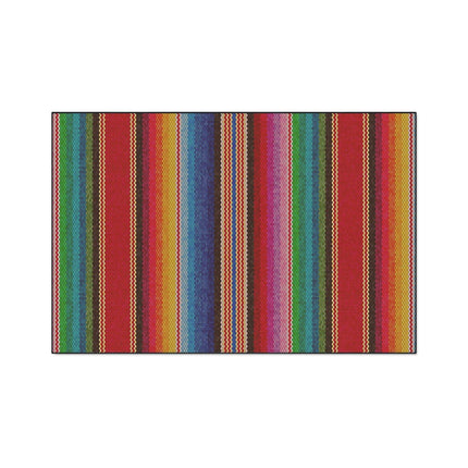 Elegant Vintage Luxe Ethnic Floor Mat with Chic Black Trim