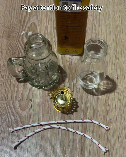 2-Pack Vintage Glass Kerosene Lanterns - Classic Oil Lamps for Ambient Tabletop Lighting