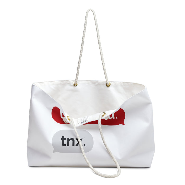 Valentine Love Text Voyageur Weekender Tote Bag - Exclusively Yours for Stylish Escapes