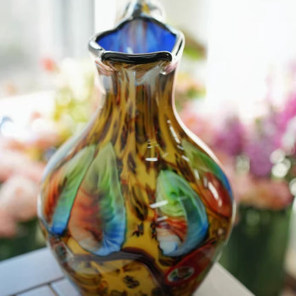 Leopard Print Glass Vase Ornament Handmade In Florence Neo Chinese Style