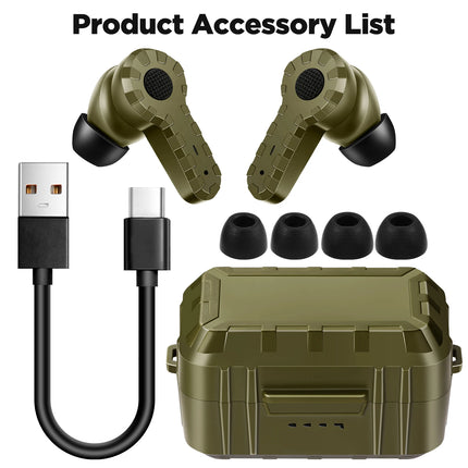 Tactical Rechargeable Electronic Hunting Shooting Earplugs — Wireless, 3 Colours | Très Elite