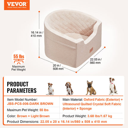 Peekaboo Studio VEVOR Dog Booster Car Seat, Adjustable & Safety Harnes